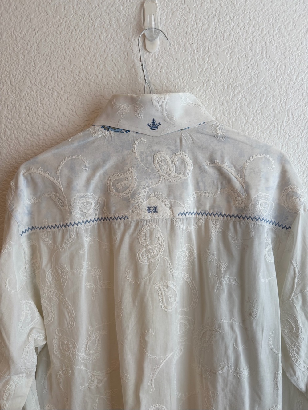 English Laundry White Embroidered Paisley Button-Down Shirt